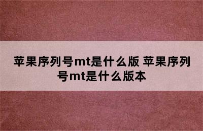 苹果序列号mt是什么版 苹果序列号mt是什么版本